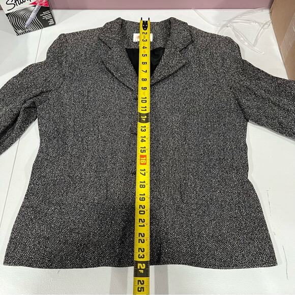 Talbots Gray Tweed 3 Button Blazer Structured Wool Blend - Picture 7 of 7